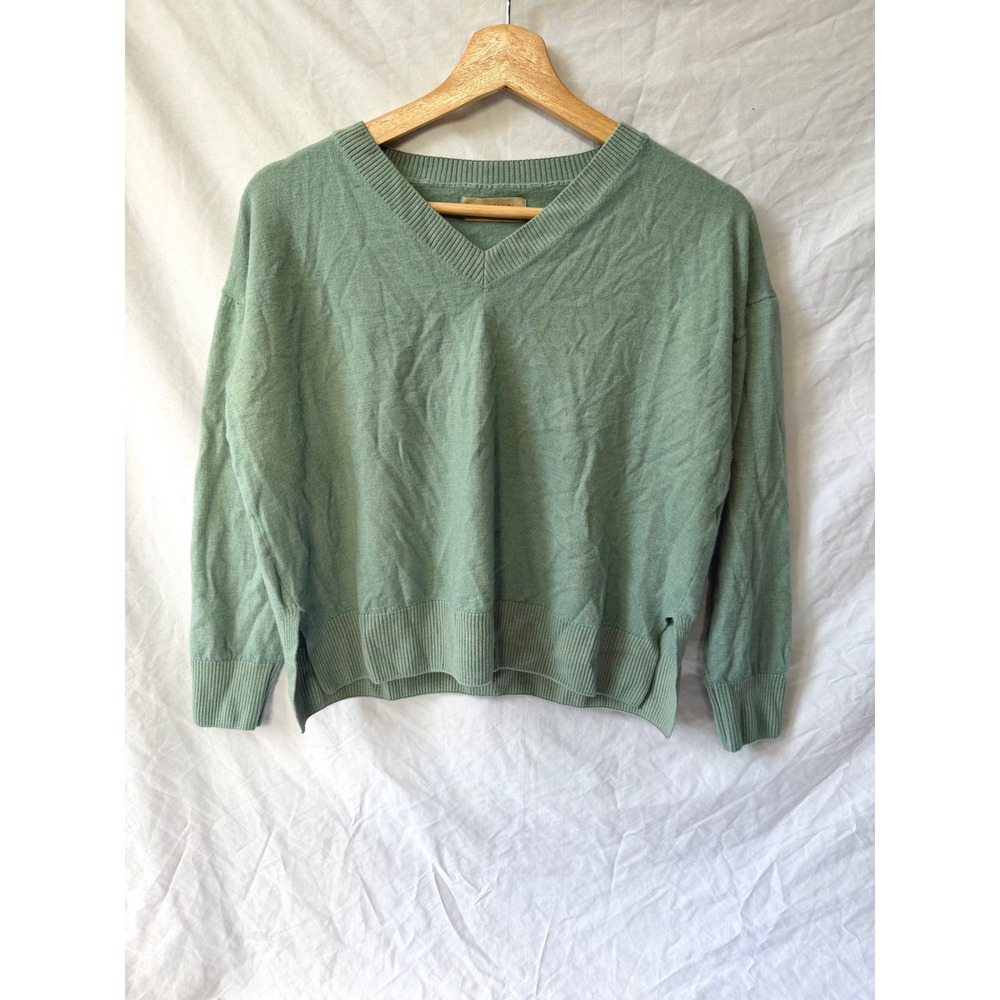 Falconeri Womens 100% Pure Cashmere V-Neck Sweater Sage Green Relaxed Fit Italy